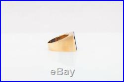 Vintage 1970s $3000 10ct Blue Lapis 14k Yellow Gold Mens Band Ring HEAVY