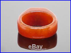 Vintage 1970s Brown Jadeite Jade Men's Ring with 0.5CT Citrine, Size 7, 5.8g