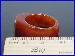 Vintage 1970s Brown Jadeite Jade Men's Ring with 0.5CT Citrine, Size 7, 5.8g