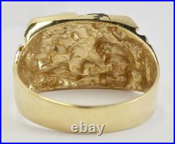 Vintage 1980s 10K Yellow Gold Mens Nugget Style Ring Size 10