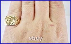 Vintage 1980s 10K Yellow Gold Mens Nugget Style Ring Size 10