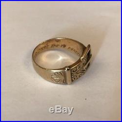 Vintage 1980s Hallmarked 9ct 9k Gold Mens Gents Heavy Buckle Ring Size T 6.1gm