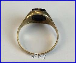 Vintage 1988 9ct Gold Mens Onyx Signet Ring Size P
