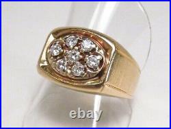 Vintage 1990s IBG I. B. Goodman USA 14K Gold 7 Diamond 0.7 ctw Men's Ring Sz 10