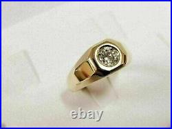 Vintage 1.00 CT Created Diamond Solitaire Men's Pinky Ring 14K Yellow Gold Over