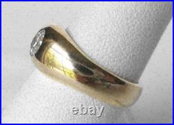 Vintage 1.50CT Round Real Moissanite Men Pinky Ring Solid 925 Silver Gold Plated