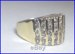 Vintage 1.8ct Diamond 14k Yellow Gold Cocktail Ring Cluster Ladies Mens Pinky 7