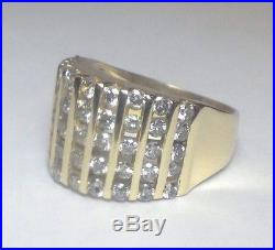 Vintage 1.8ct Diamond 14k Yellow Gold Cocktail Ring Cluster Ladies Mens Pinky 7