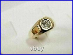 Vintage 1 CT Round Cut Diamond Solitaire Men's Wedding Ring 14K Yellow Gold Over
