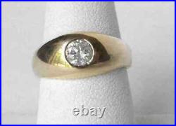 Vintage 1 Ct Natural Moissanite Men's Wedding Ring 14k Yellow Gold Finsih