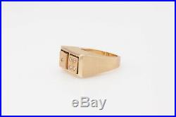 Vintage 1ct Diamond DICE HIGH ROLLER 18k Yellow Gold Mens Band Ring MOVES CRAPS