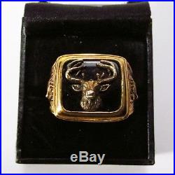 Vintage 2000s BGE Bradford Exchange Sterling Silver Deer Hunter Mens Ring Sz 13
