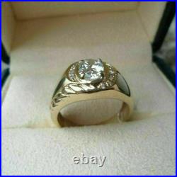 Vintage 2CT Oval Cut Simulated Diamond 925 Silver Men Wedding Anniversary Ring