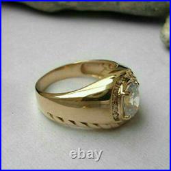 Vintage 2CT Oval Cut Simulated Diamond 925 Silver Men Wedding Anniversary Ring