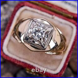 Vintage 2Ct Round Cut Lab Created Diamond Mens Band Ring 14K Yellow Gold Plated