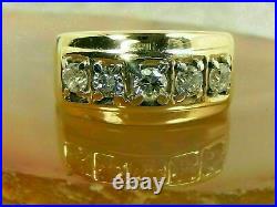 Vintage 2.2Ct Round Cut Simulated Diamond Engagement Band Ring Mens' 925 Silver