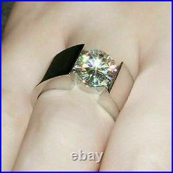 Vintage 2 Ct Round Cut Diamond Men's Solitaire Wedding Ring 14k White Gold Over