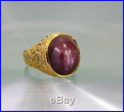Vintage 35 Carat 100% natural star ruby men's pinky ring 14K Gold 20+ Grams