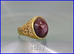 Vintage 35 Carat 100% natural star ruby men's pinky ring 14K Gold 20+ Grams