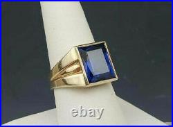 Vintage 3CT Emerald Sapphire Simulated Diamond Men's Ring Wedding 925 Silver