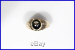 Vintage $4000 6ct Natural BROWN Star Sapphire Diamond 14k Gold Mens Ring Band