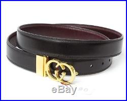 Vintage 80's gucci men's reversible belt with GG ring buckle wine red/black 110