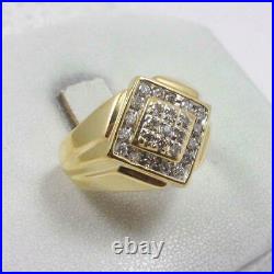 Vintage 925 Silver 2.30CT Round Cut Simulated Diamond Engagement Men's Ring