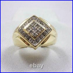 Vintage 925 Silver 2.30CT Round Cut Simulated Diamond Engagement Men's Ring