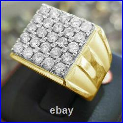 Vintage 925 Silver 2.30Ct Round Cut Simulated Diamond Engagement Ring For Men's