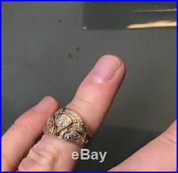 Vintage 9ct Gold Men's/Women's Small Saddle Ring Size N Weight 7.7g Stamped