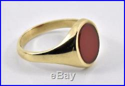 Vintage 9ct Gold Mens Carnelian Ring, UK Size U 1/2, U. S. Size 10 1/2, 1964