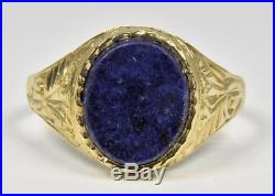 Vintage 9ct Gold Mens Lapis Lazuli Ring, (Birmingham, 1988)