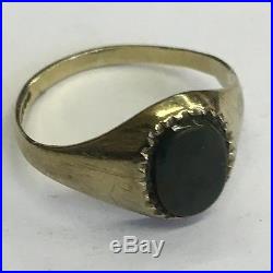 Vintage 9ct Yellow Gold Men's Bloodstone Pinky Signet Ring Size H