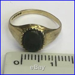 Vintage 9ct Yellow Gold Men's Bloodstone Pinky Signet Ring Size H