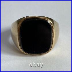 Vintage 9ct Yellow Gold Onyx Signet Ring Heavy 8.79g Size V Mens Gents