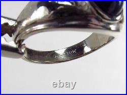 Vintage A & Z Chain Co. USA 14K White Gold Star Sapphire Men's Signet Ring Sz 10