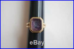 Vintage Amethyest Intaglio 14k Gold Seal Signet Mens Ring