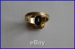 Vintage Amethyest Intaglio 14k Gold Seal Signet Mens Ring