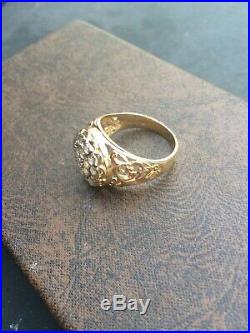 Vintage Antique 10k Gold Yellow & White Men's Ring 8 Grams (size 11)