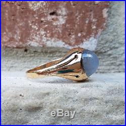 Vintage Antique Gray Violet Sapphire Cabochon Men's or Women's Bezel Ring