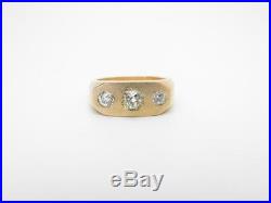 Vintage Antique Men's 1.13ct Old European Mine Cut Diamond Gypsy Ring 14k Gold