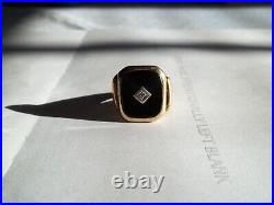 Vintage Antique Men's Diamond Ring 10K Gold Black Onyx With Tie Clasp Size 8.5
