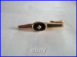 Vintage Antique Men's Diamond Ring 10K Gold Black Onyx With Tie Clasp Size 8.5