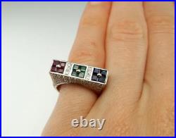 Vintage Antique Men's Engagement Wedding Ring 14K White Gold 2.1 Ct VVS1 Diamond