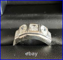 Vintage Antique Mens Deco 1.65ct Diamond Platinum Ring 14K White Gold