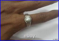 Vintage Antique Tribal old silver Ring Pearl Gemstone Moti Mens Ring