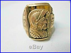 Vintage Art Deco 10K Gold Double Cameo Roman Head Tiger Eye Men's Ring Size 10.5