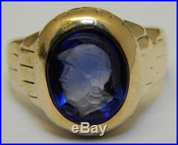 Vintage Art Deco 10k Yellow Gold Carved Mens Ring Stunning! Size 7