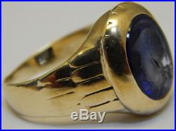 Vintage Art Deco 10k Yellow Gold Carved Mens Ring Stunning! Size 7