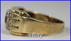 Vintage Art Deco 14K Yellow Gold Man's Men's Ring w 0.5ct Red Spinel c1930s-40s